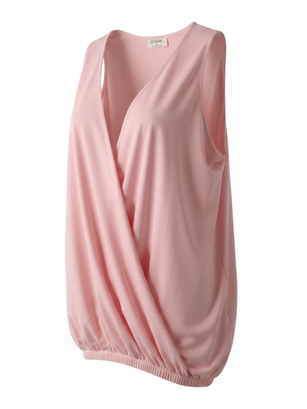 Zenana Outfitters Pink Draped Sleeveless Blouse